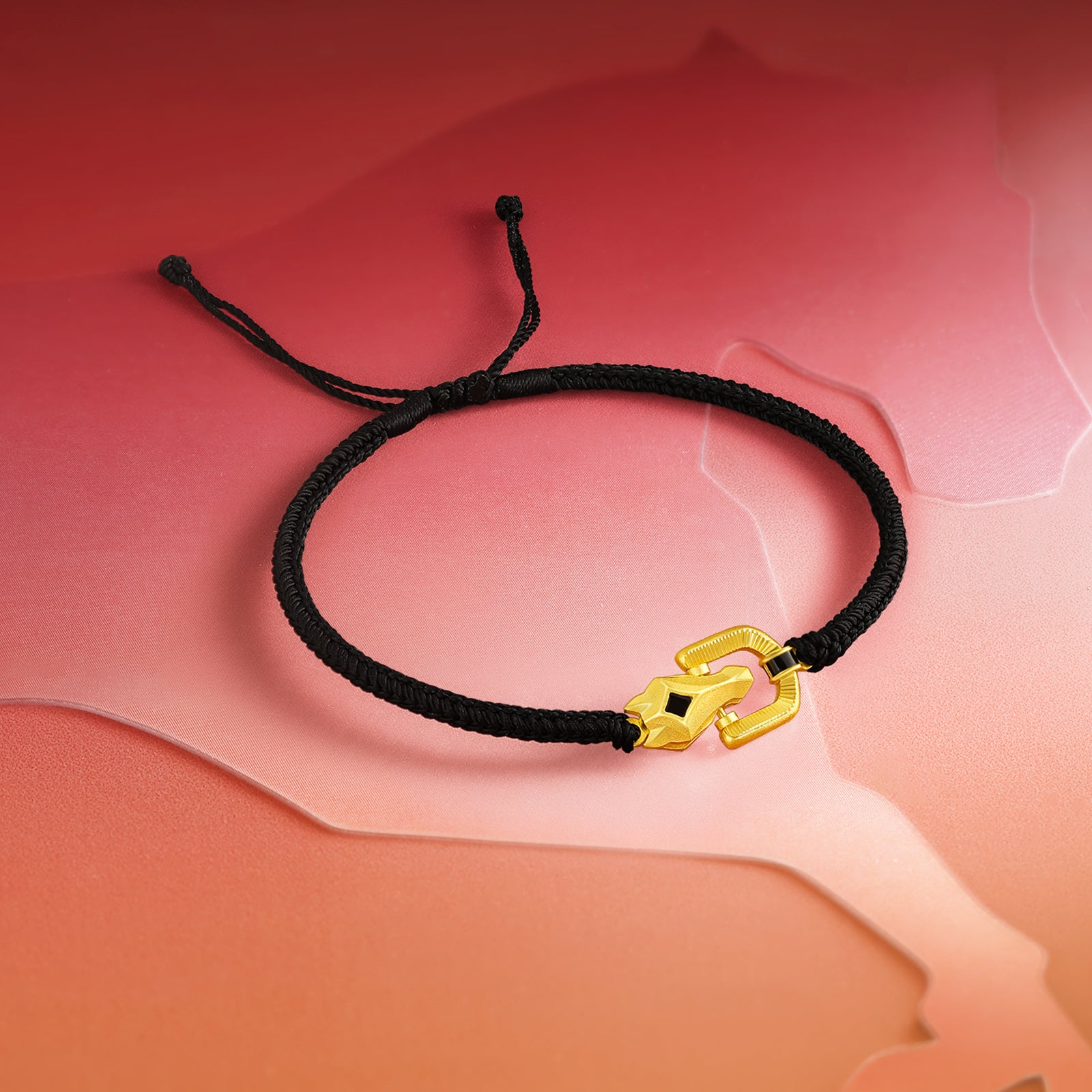 'Year of the Horse'  999.9 24K Gold String Bracelet Horsehead 2.18-2.48g 17cm-23cm A1720949