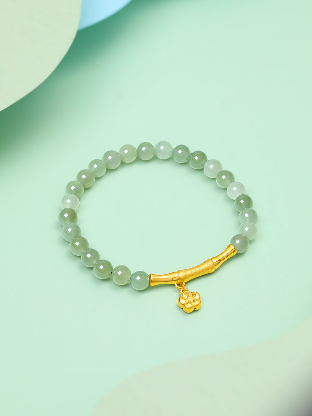 24K Gold Beaded Bracelet 5.7-6.2mm Flower 0.65-0.8g Y1910806