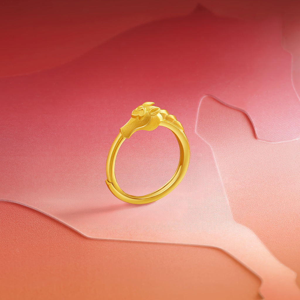 'Year of the Horse' 999.9 24K Gold Ring Horse Horsehead 3.65-3.95g A0120945