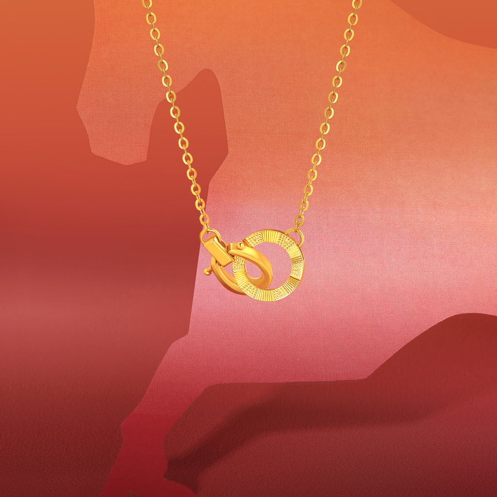 24K Gold Pendant Necklace Horseshoe 3.3-3.6g A0615540