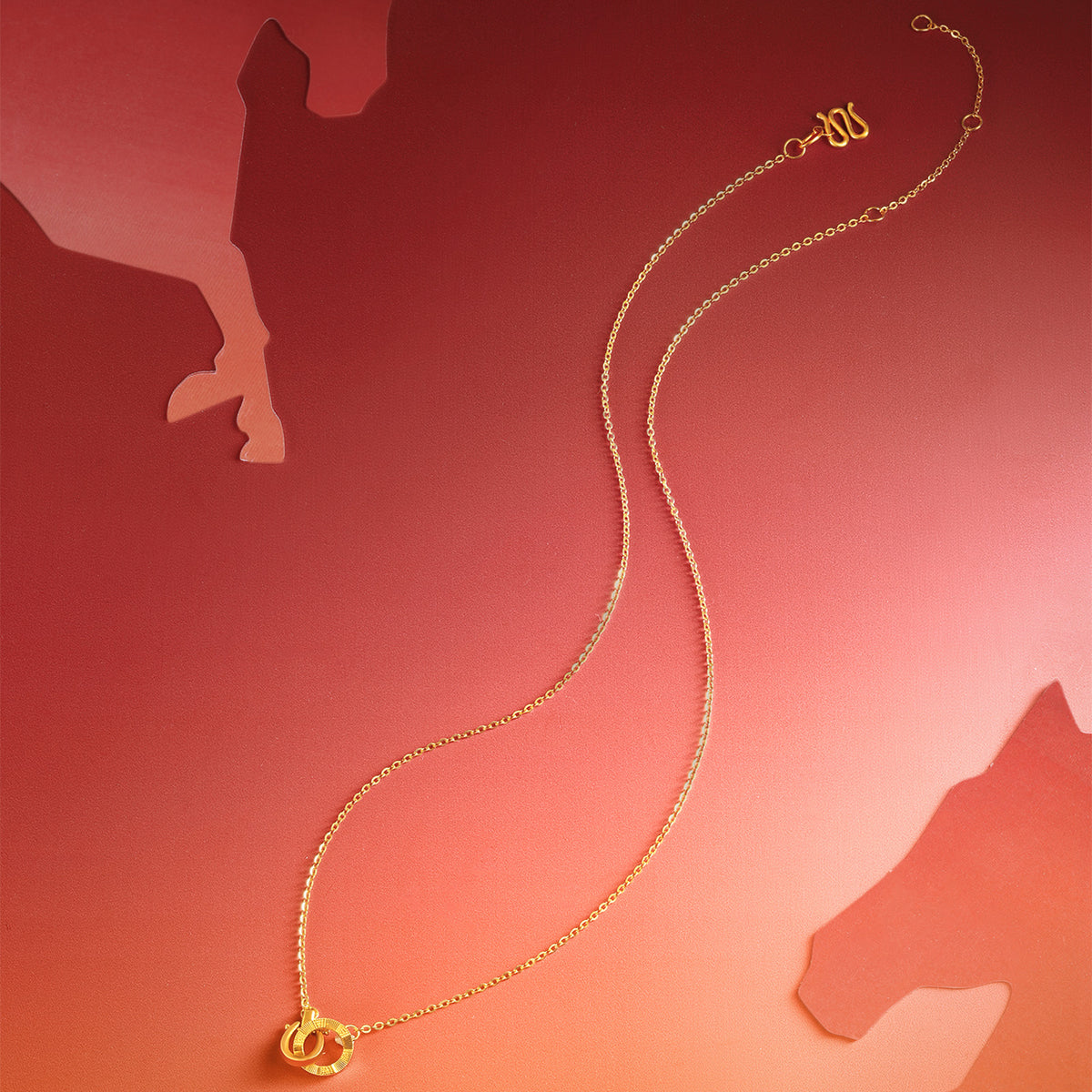 24K Gold Pendant Necklace Horseshoe 3.3-3.6g A0615540