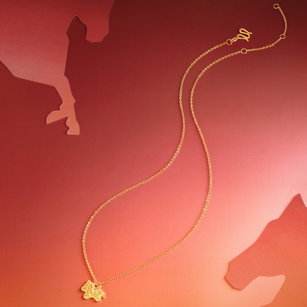 24K Gold Pendant Necklace Horse 3.3-3.6g A0615534