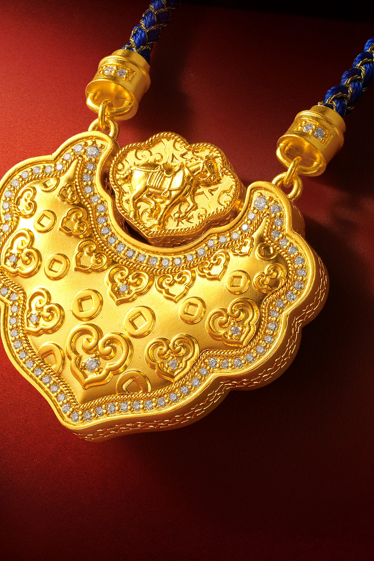 "Chinese Culture Collection - Dan Qing"999 24K Gold pendant 0.0038ct Ruyi 32-37g W0449936