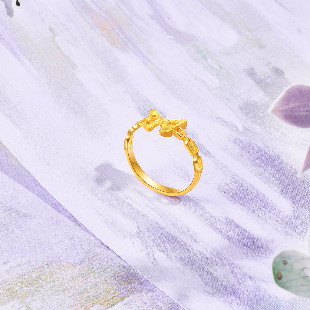 "Fantasy Forest" 24K Gold Ring Butterfly 2.2-2.8g A0113911
