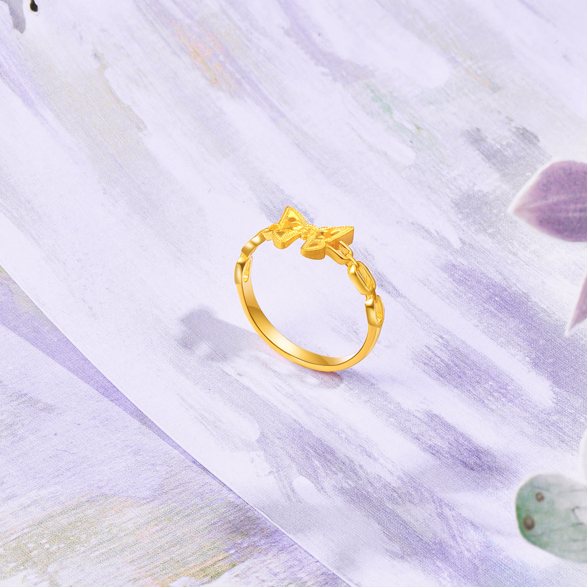 "Fantasy Forest" 24K Gold Ring Butterfly 2.2-2.8g A0113911