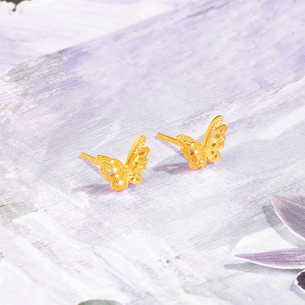 "Fantasy Forest" 24K Gold Earrings Butterfly 1.44-1.9g A0913808