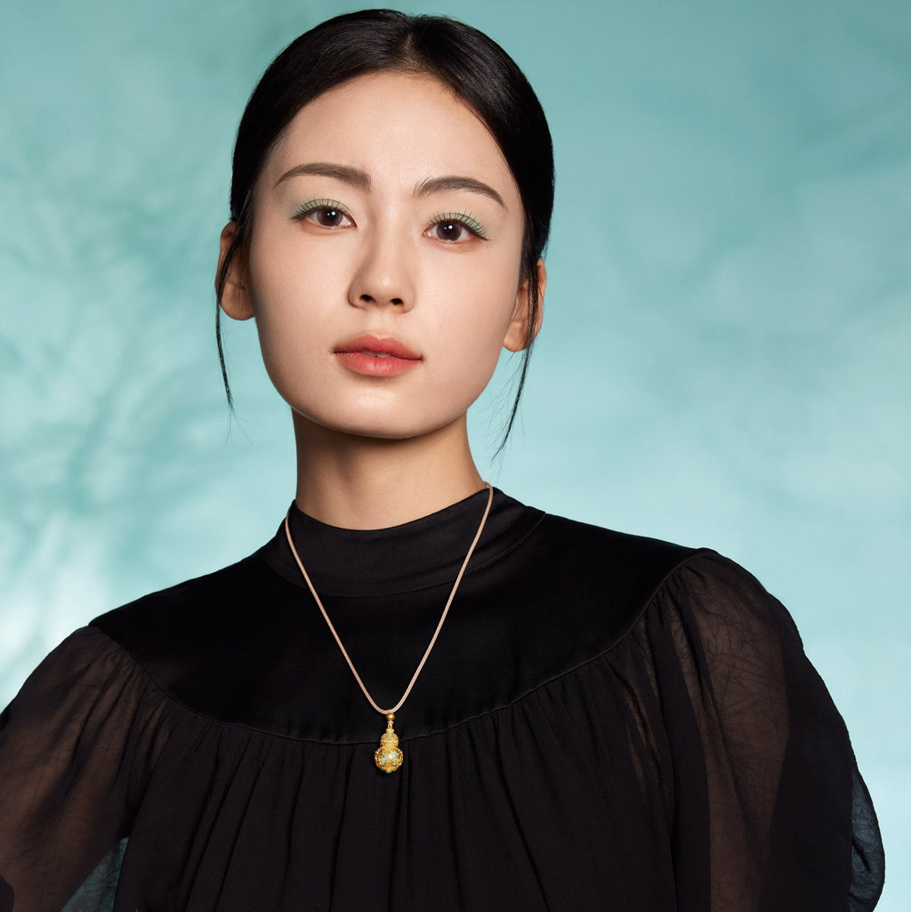 「中華文化瑰寶系列－汝窯」24K金吊墜 鑽石0.007ct 0.003ct 葫蘆 11.7-13.7克 W0450032