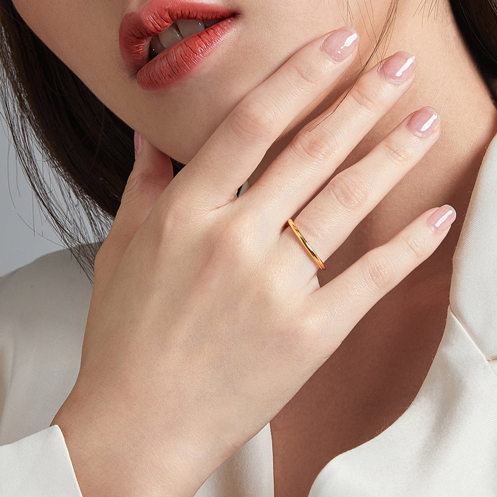24K Gold 3D Hard Plain Ring 0.75-0.95g AD011384