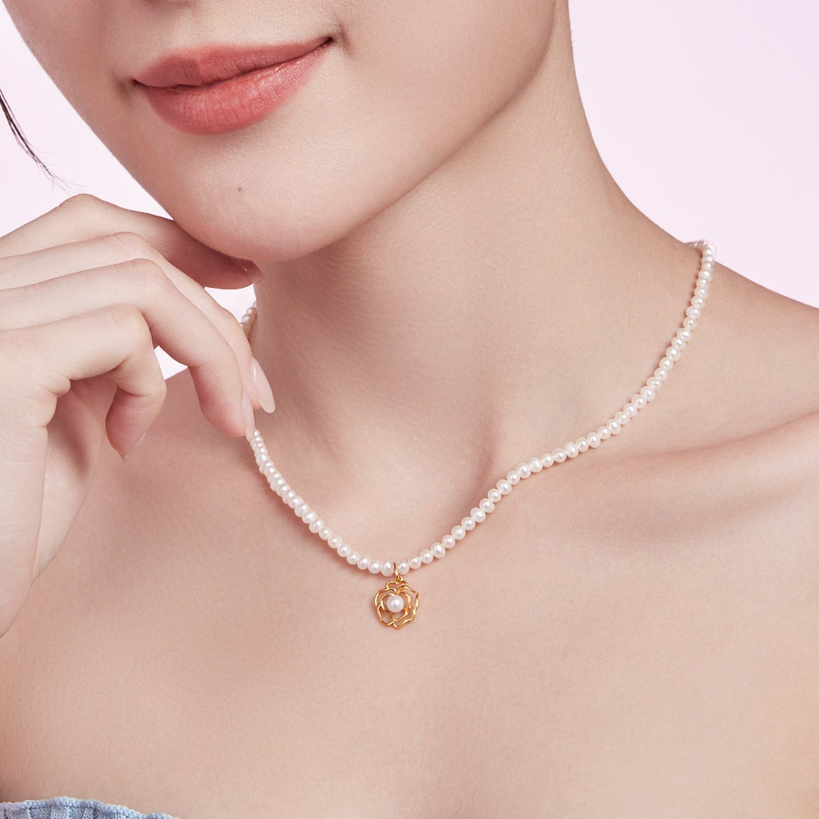 18K Gold Pendant Necklace Pearl 1-1.3g X0611716