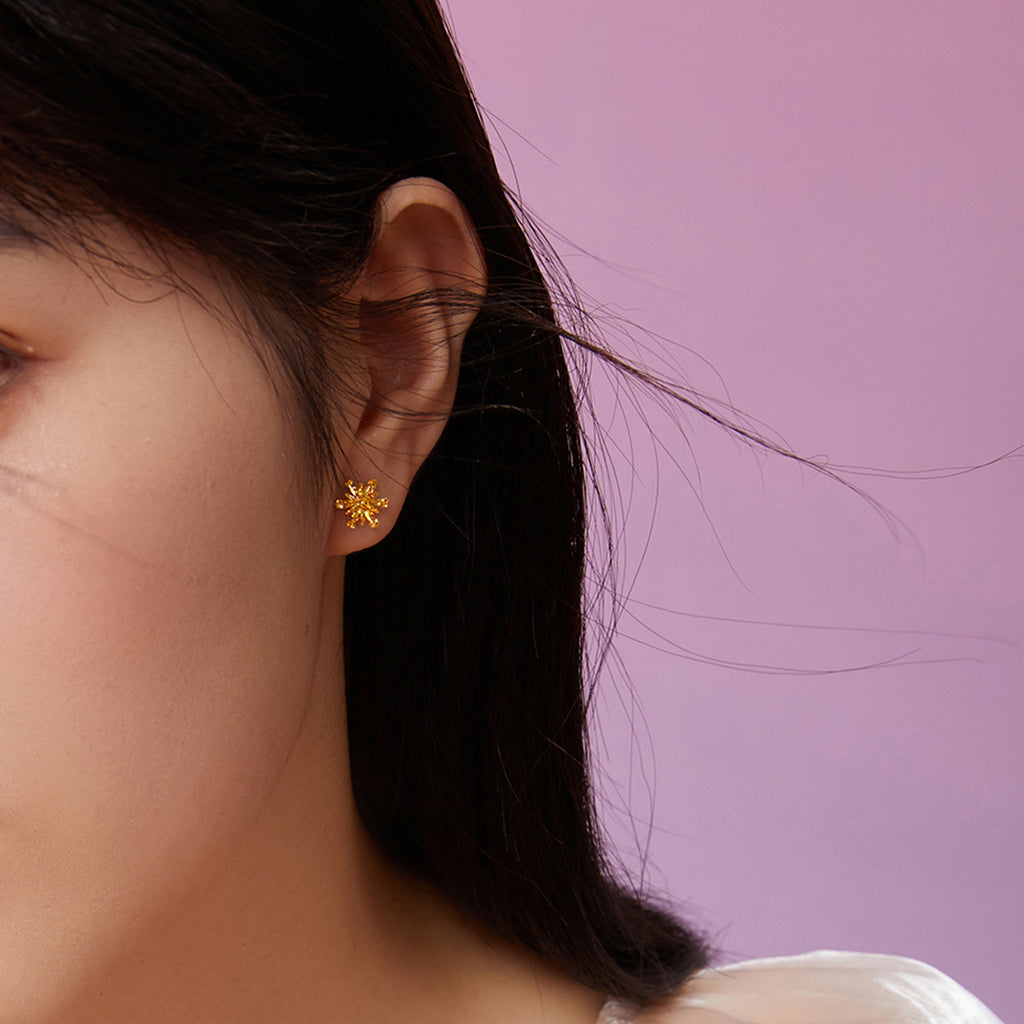 "infinite" 24K Gold Earrings Snowflake 1.32-1.62g A099578