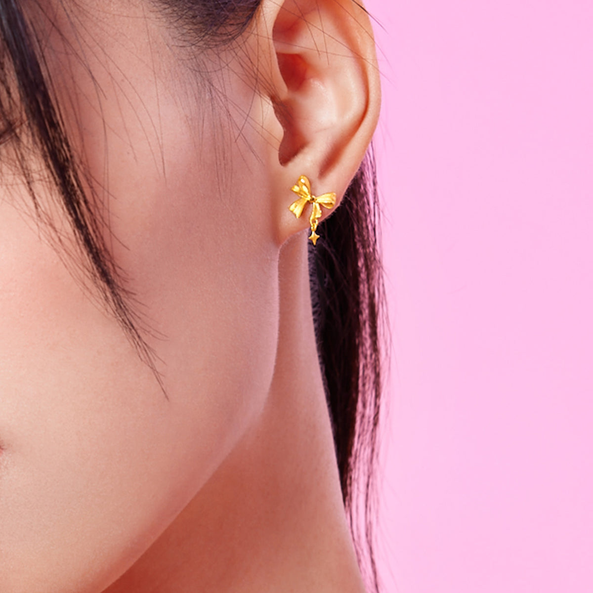 "Cute&Cool" 999 24K Gold Earrings Bow 1.2-1.5g A0912000