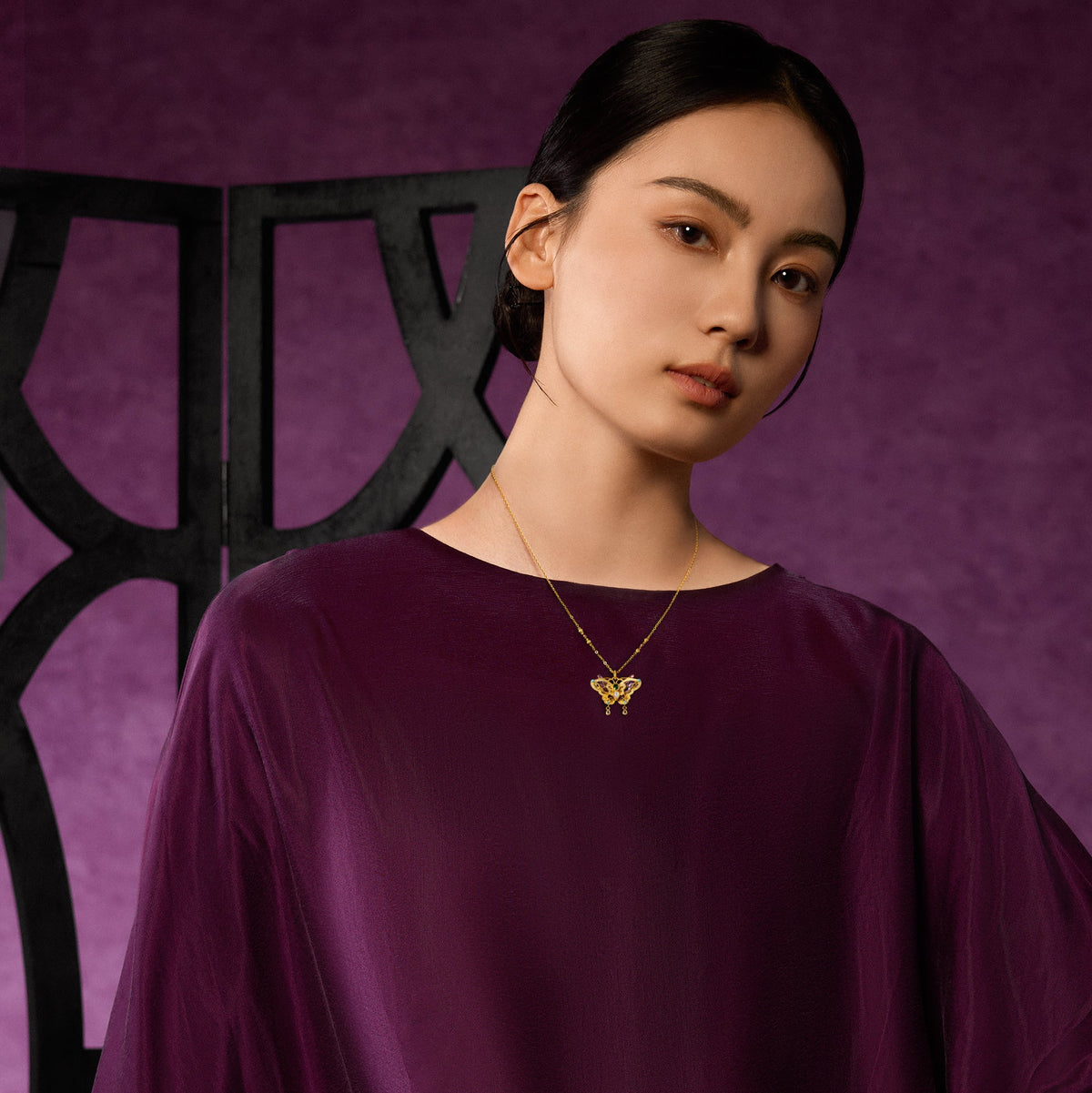 "Chinese Culture Collection - Dan Qing"999 24K Gold Pendant Necklace 0.0025ct2*3mm3*4mm Butterfly 13-16g W0649933