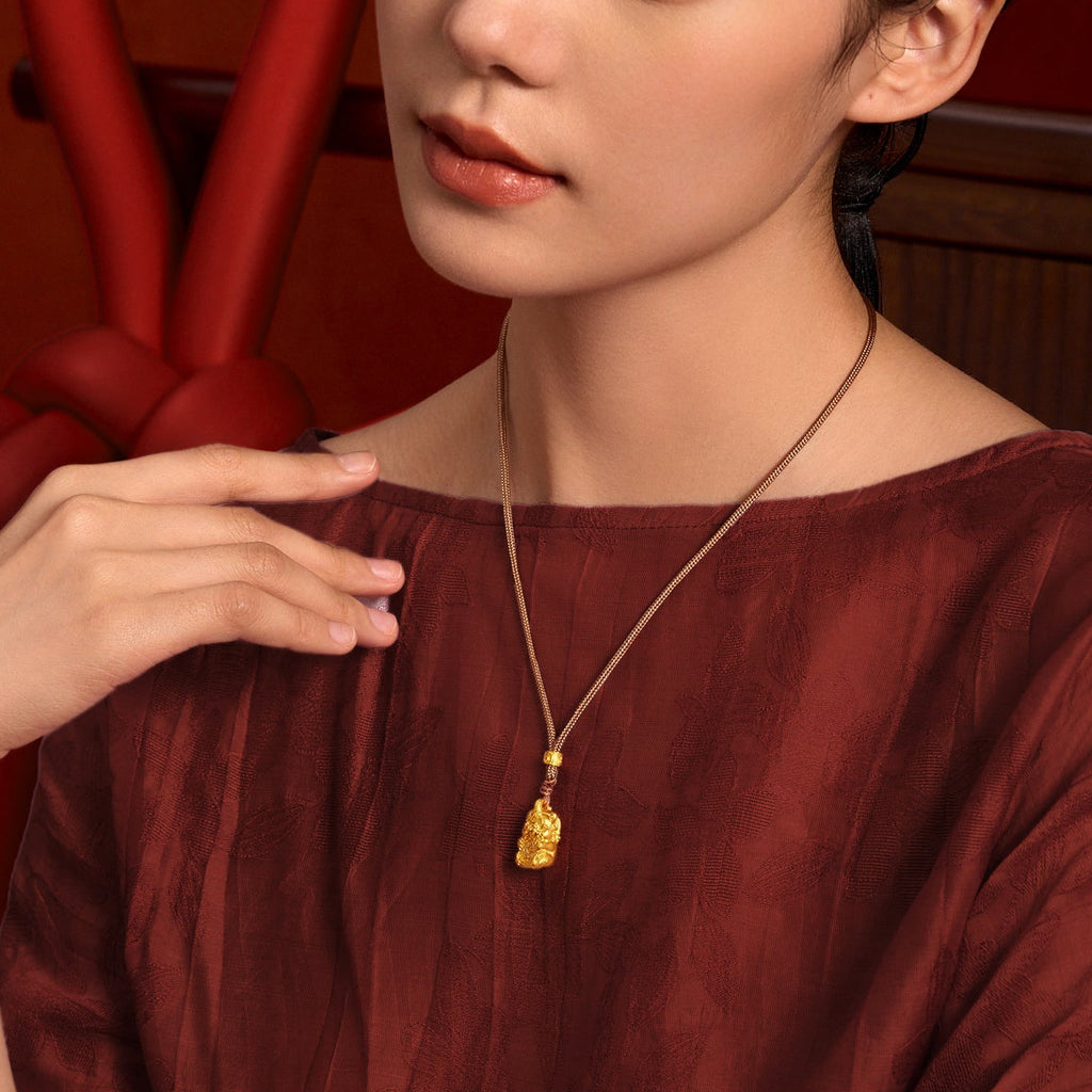 'Jiuhua Mountain' 999.9 24K Gold Pendant Necklace Diamond Ksitigarbha's Mount Diting V0415275