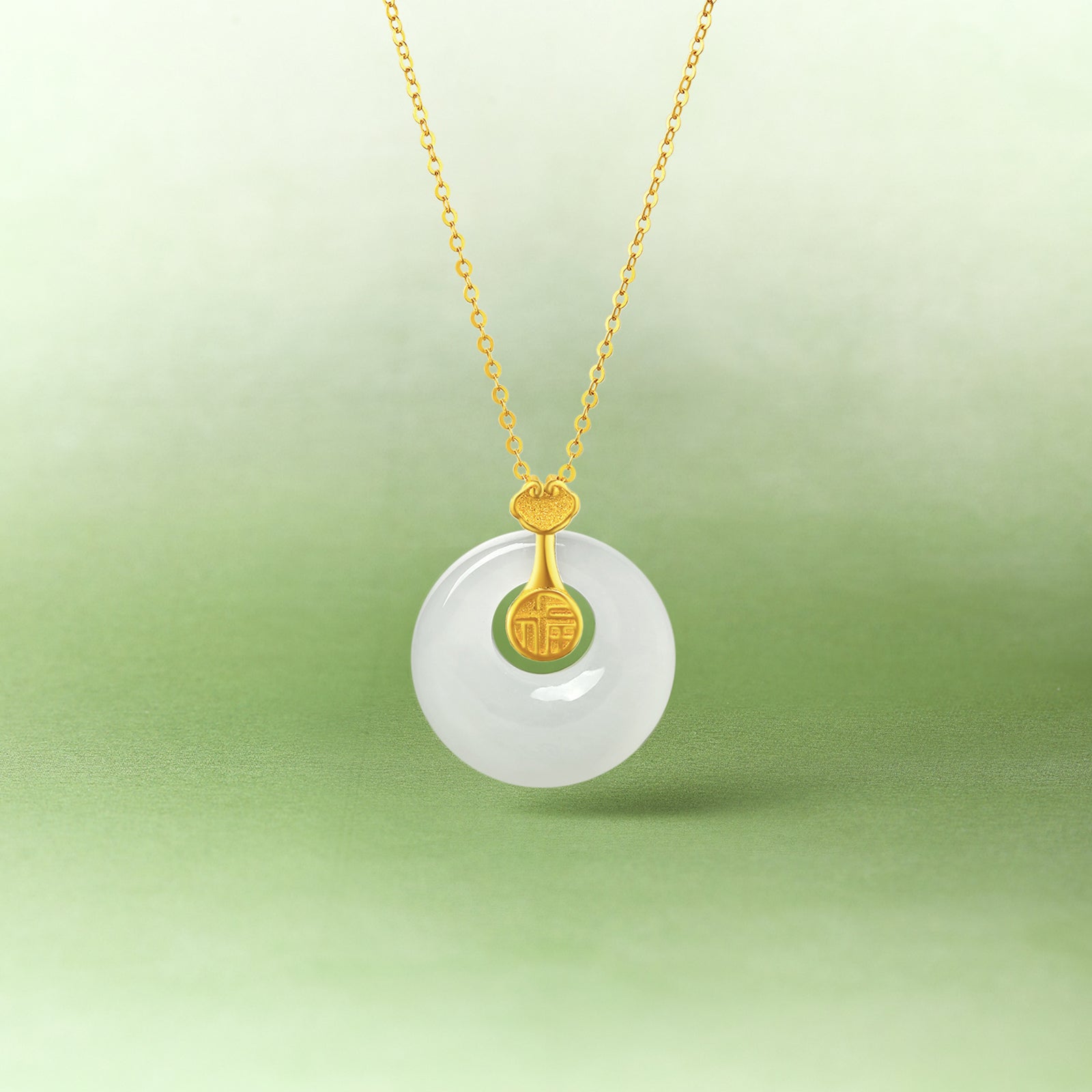 999.9 24K Gold Pendant Heitian Jade 0.8-1g Ping An Kou Y0411797