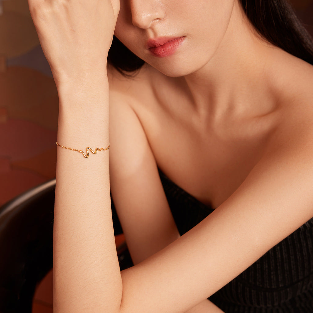 "Chinese Zodiac Snake" 24K Gold Chain Bracelet Snake 3.15-3.45g A0713108