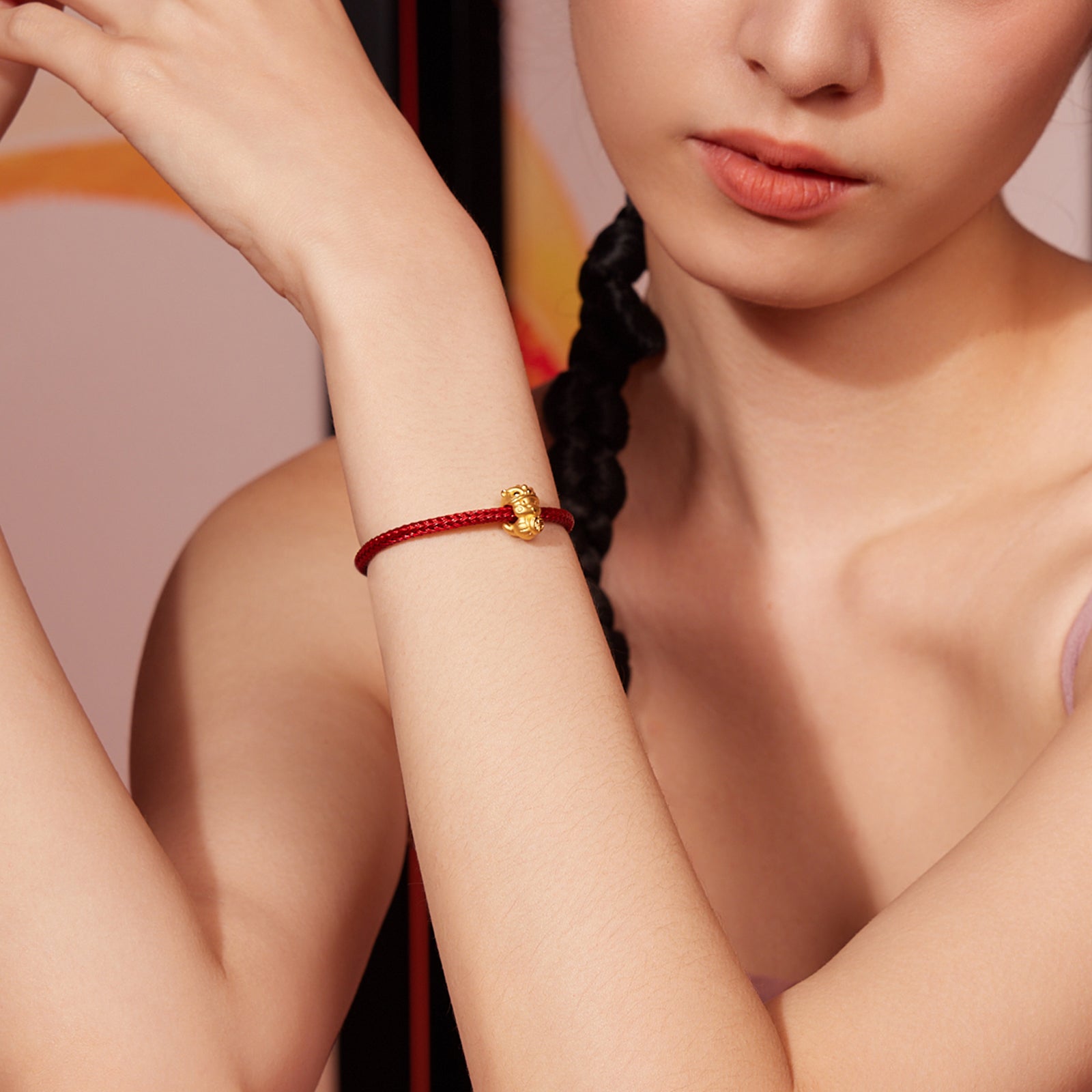 "Chinese Zodiac Snake" 24K Gold Charm Bracelet Snake 1-1.3g A1613098