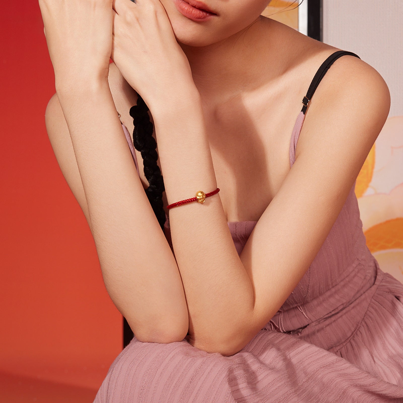 "Chinese Zodiac Snake" 24K Gold Charm Bracelet Snake 1-1.3g A1613095