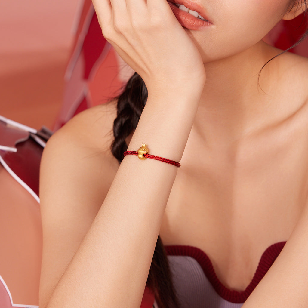 "Chinese Zodiac Snake" 24K Gold Charm Bracelet Snake 1-1.3g A1613097