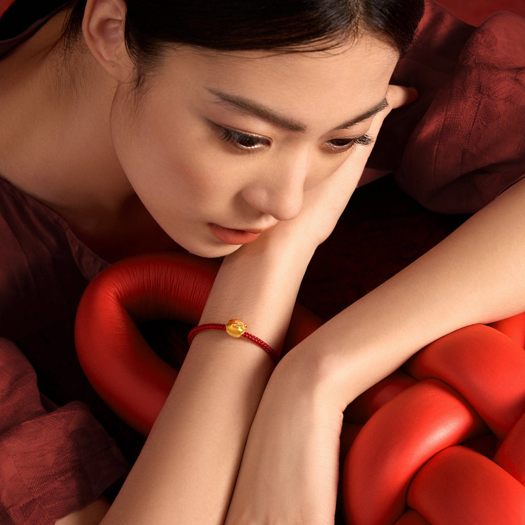 'Jiuhua Mountain' 24K Gold Charm Bracelet Ksitigarbha's Mount Diting 17cm & 19cm A1615442