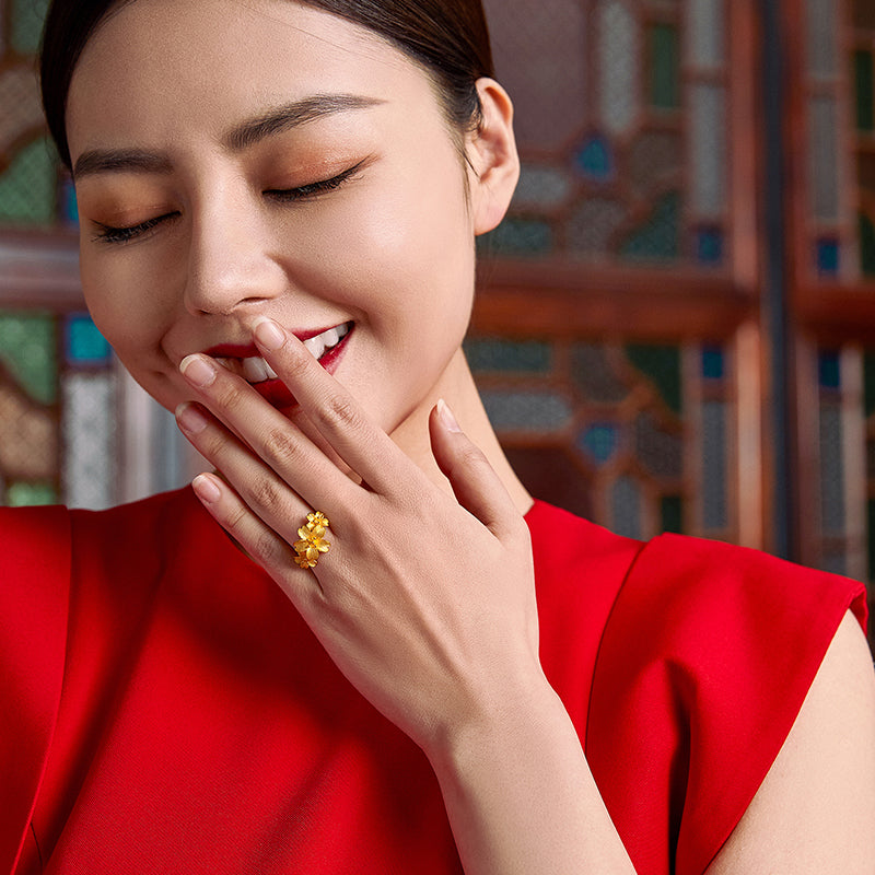 999 24K Gold Ring Flower 4-8g A018648