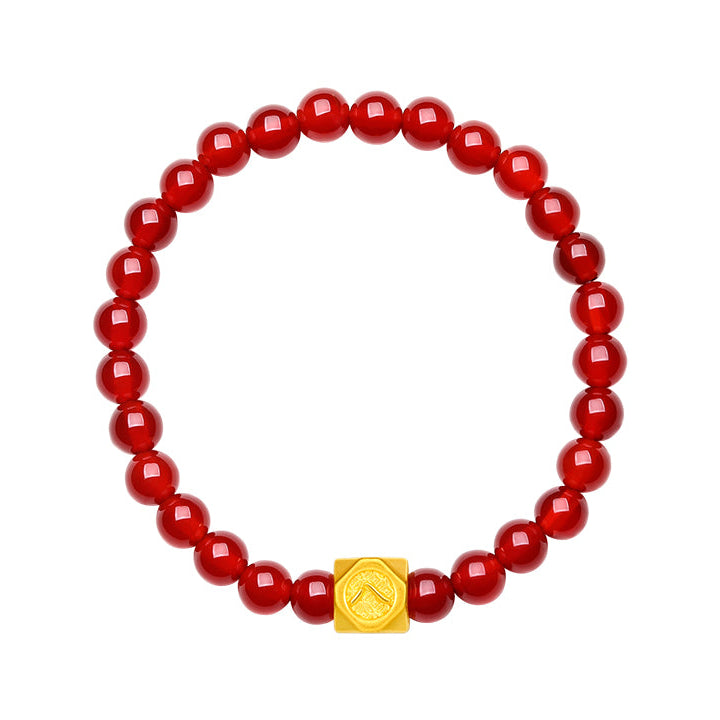 24K Gold Beaded Bracelet Agate 0.6-0.9g Cai 財 A1911357