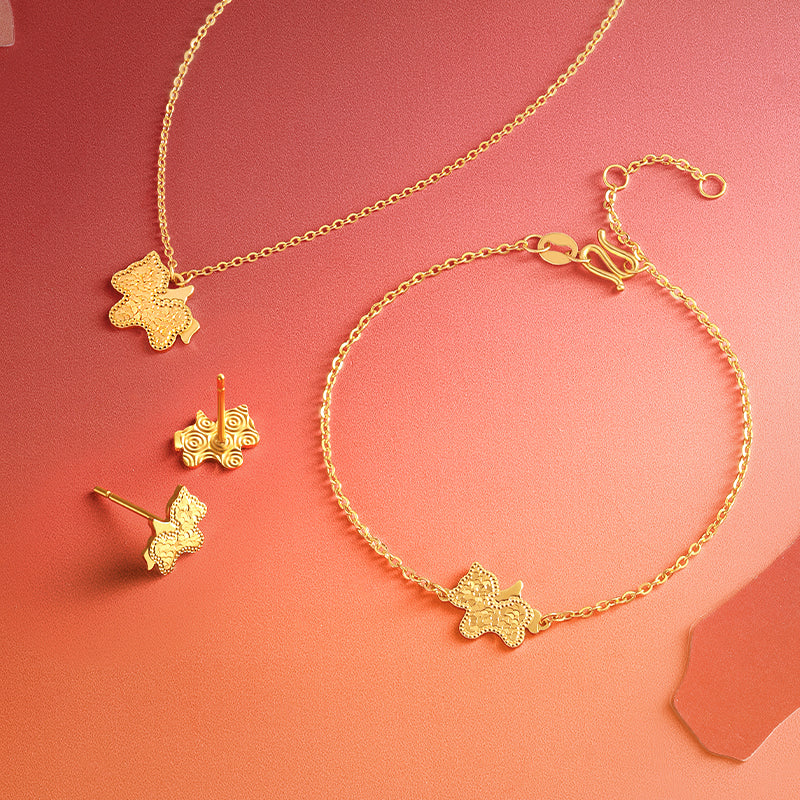 'Year of the Horse' 24K Gold Jewelry Set Pendant Necklace/Bracelet/Stud Earrings Horse A0615534 A0615535 A0615536