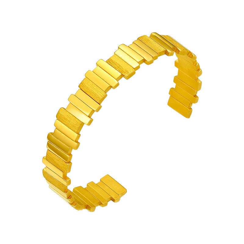 "ZHOU LIU FU X Johnny Huang"  24K Gold Bangle Bracelet  48-62g A1011584