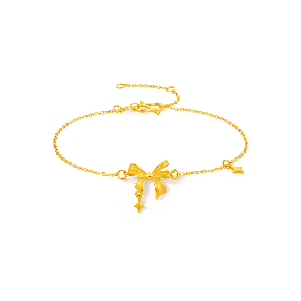 "Cute&Cool" 999 24K Gold Chain Bracelet Bow 2-2.5g A0711999