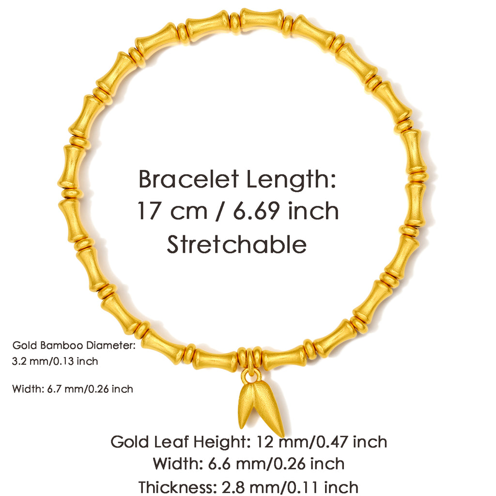 Antiquity Gold' 999.9 24K Gold Beaded Bracelet Bamboo 11.5-12.5g A1911403