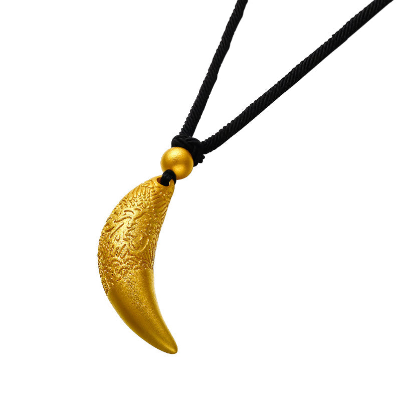 'Antiquity Gold' 999.9 24K Gold Pendant Necklace Crescent Moon 24-26g AA044176