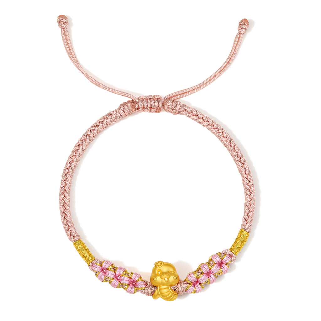 "Chinese Zodiac Snake" 24K Gold String Bracelet Snake 0.35-0.5g A1713269