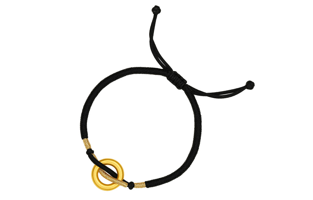 24K Gold String Bracelet Peace Buckle 0.6-0.9g A179821