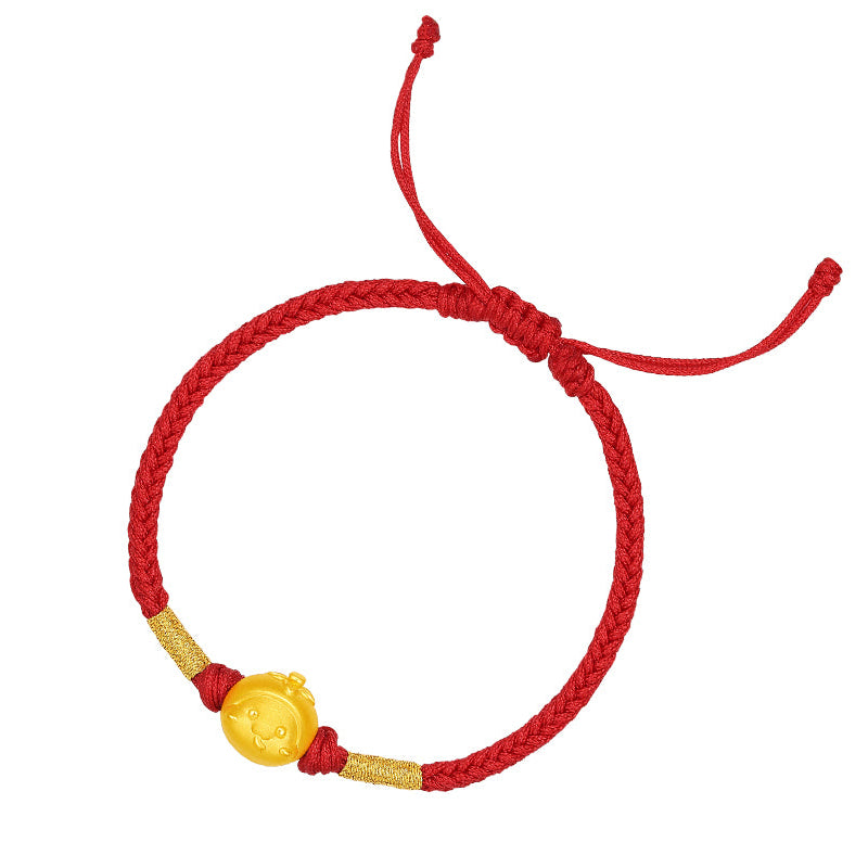 "Chinese Zodiac Snake" 24K Gold String Bracelet Snake 0.7-1g A1714444