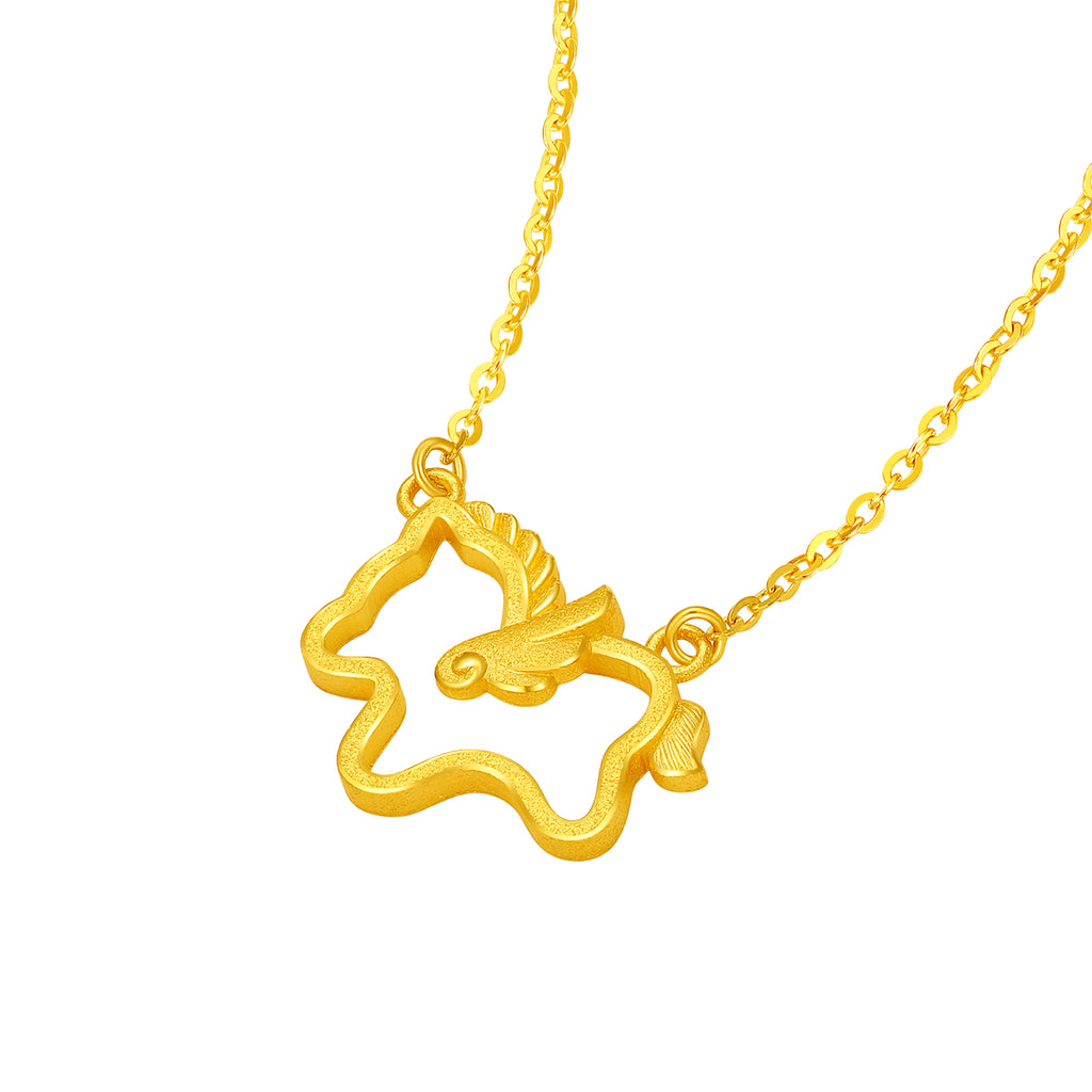 'Year of the Horse' 24K Gold Pendant Necklace Horse 3.2-3.5g 40cm-45cm A0615705