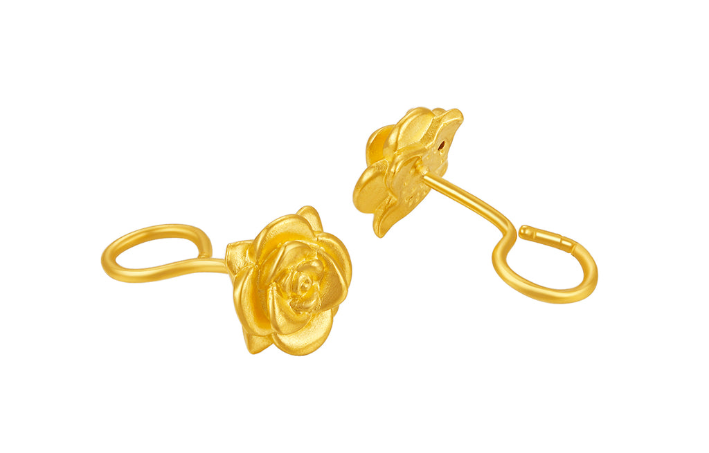 24K 黃金耳環 玫瑰花 1.4-1.6克 AD090267