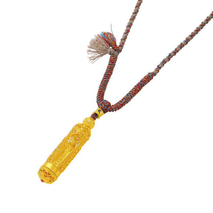 'Jiuhua Mountain' 999.9 24K Gold Pendant Necklace Vajra A0415248