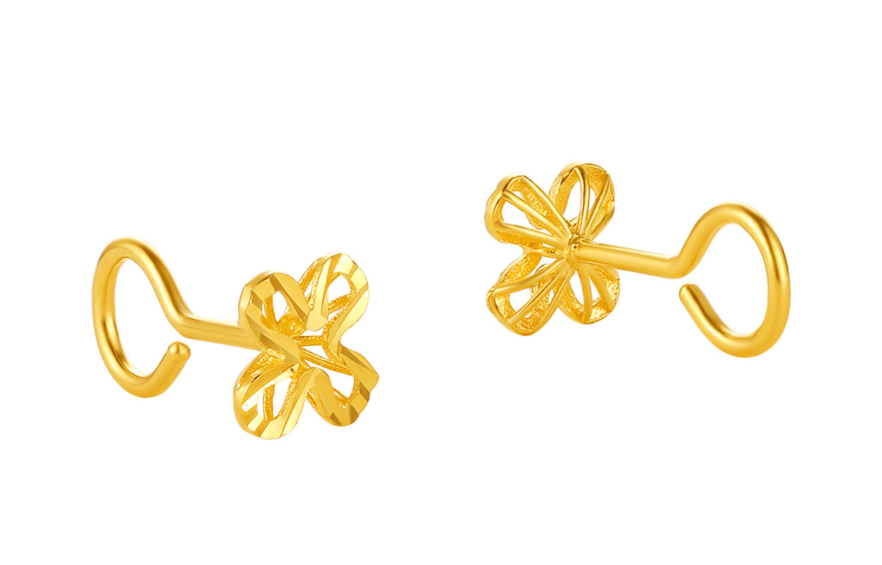 "infinite" 24K Gold Earrings Clover 0.98-1.48g A099611