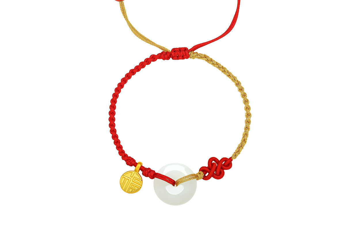 24K Gold String Bracelet 16*16mm Agate 6*6mm Fu 0.21-0.29g Y1710118