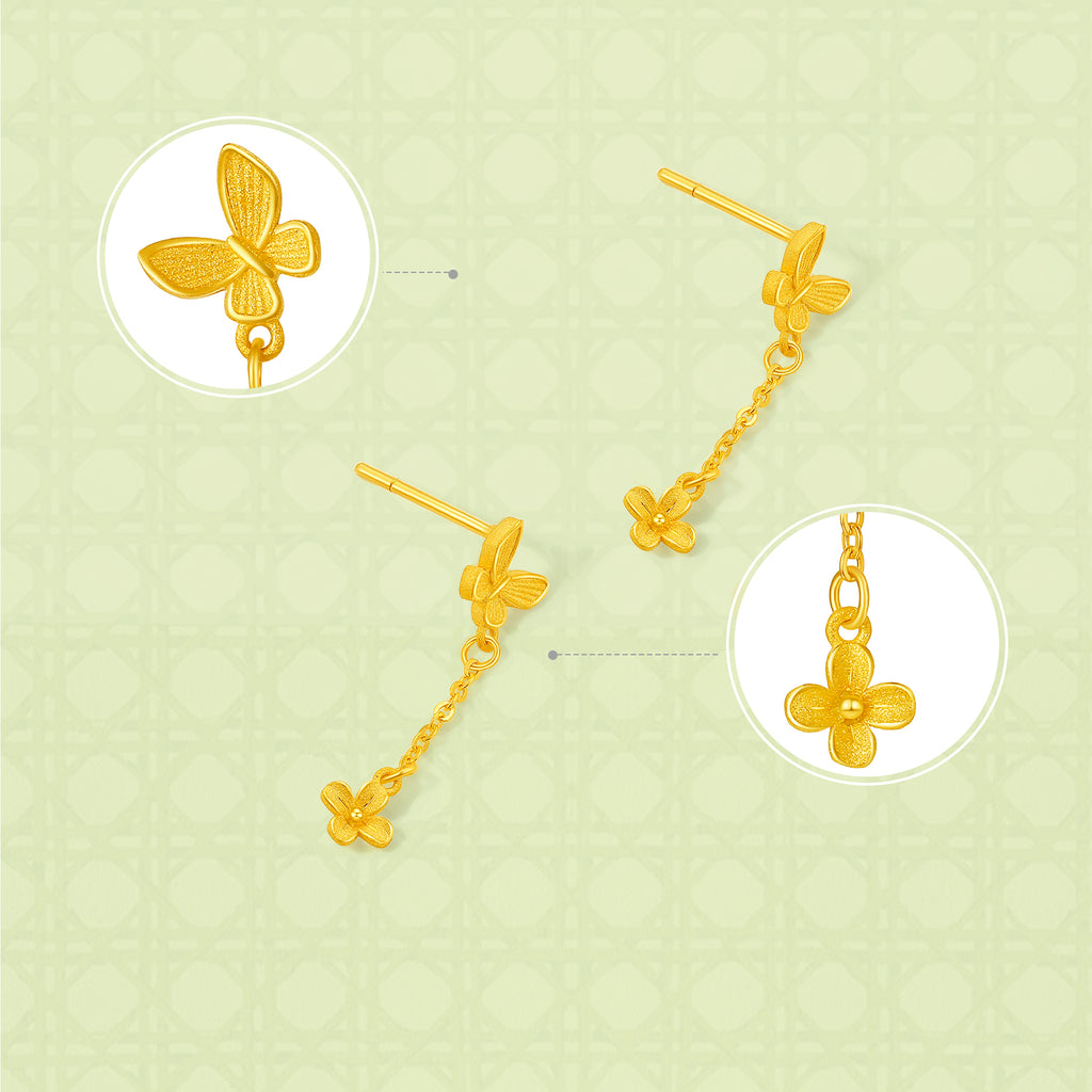 "Annie's Garden" 999 24K Gold Earrings Flower 1.5-1.8g A0913019