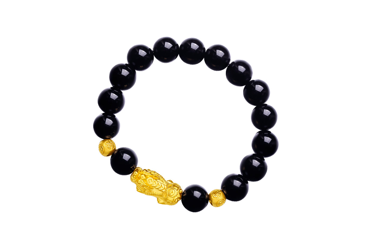 24K Gold Beaded Bracelet Agate Pixiu 2.5-2.9g ADMN193467