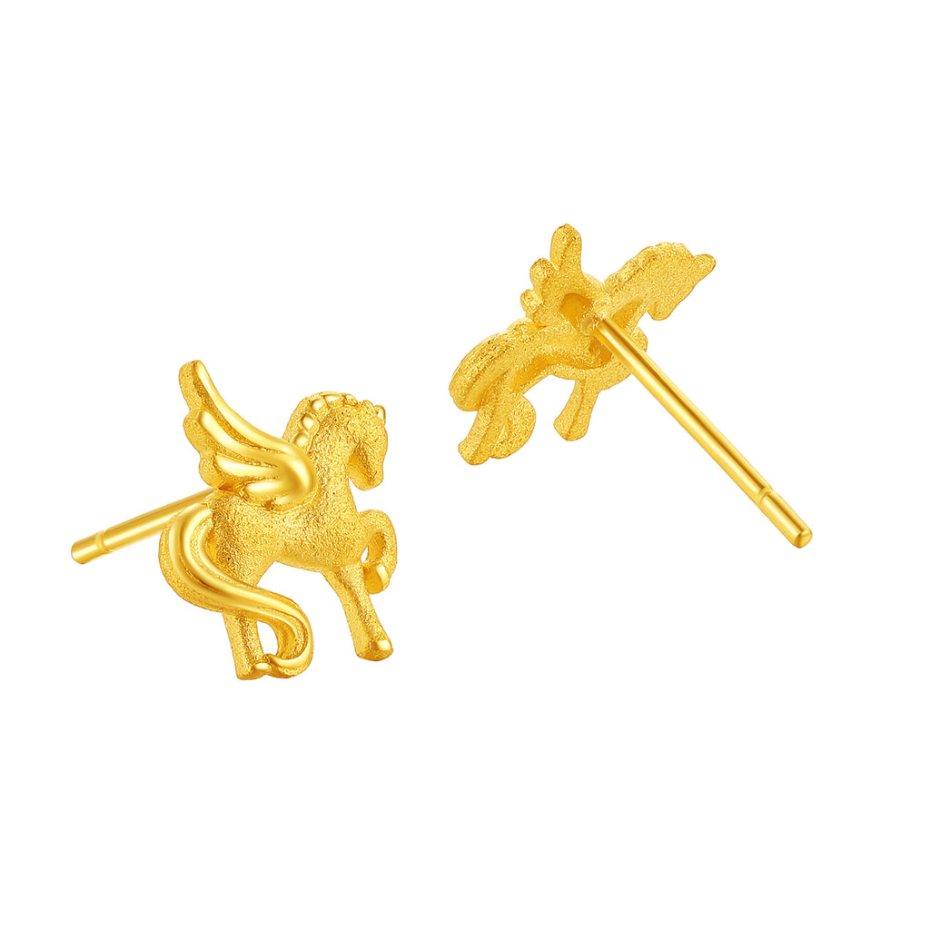 'Year of the Horse' 24K Gold Stud Earrings Horse 2.1-2.3g A0915547