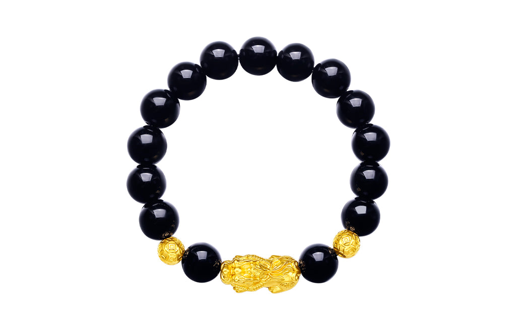 24K Gold Beaded Bracelet Agate Pixiu 2.6-3g ADMN193450