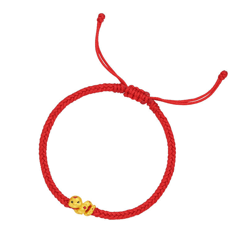 "Chinese Zodiac Snake" 24K Gold String Bracelet Snake 0.3-0.6g A1714864
