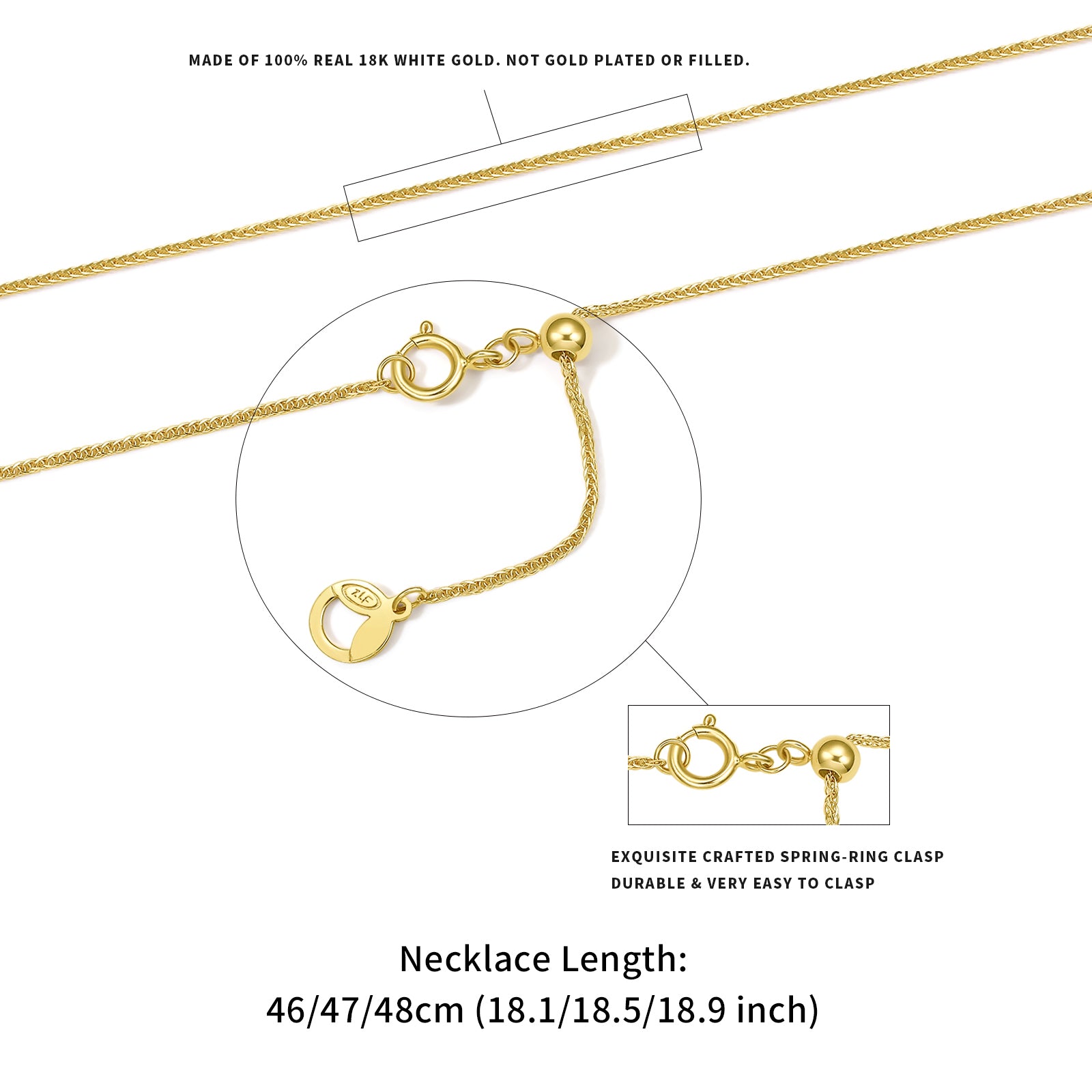 18K Gold Adjustable Snake Chain Necklace 1-1.2g / 1.6-1.8g / 2.5-2.7g C0510269