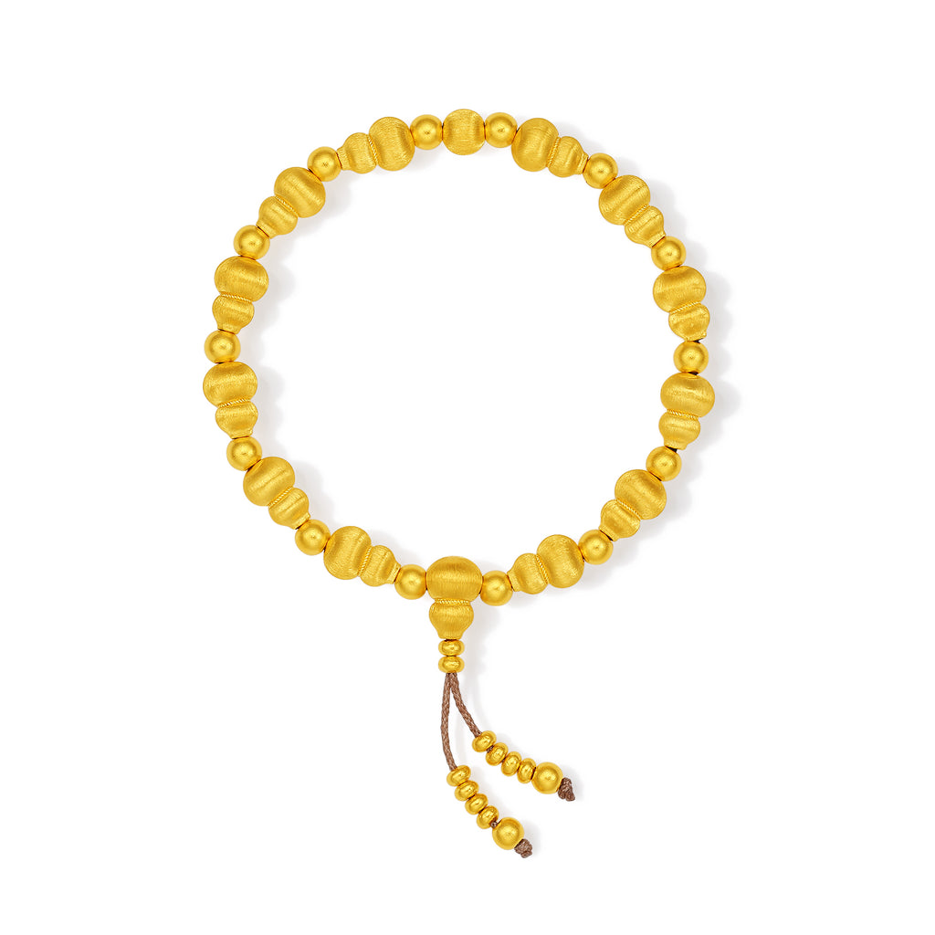 999 24K Gold Beaded Bracelet Gourd 22.5-24.5g A1916374