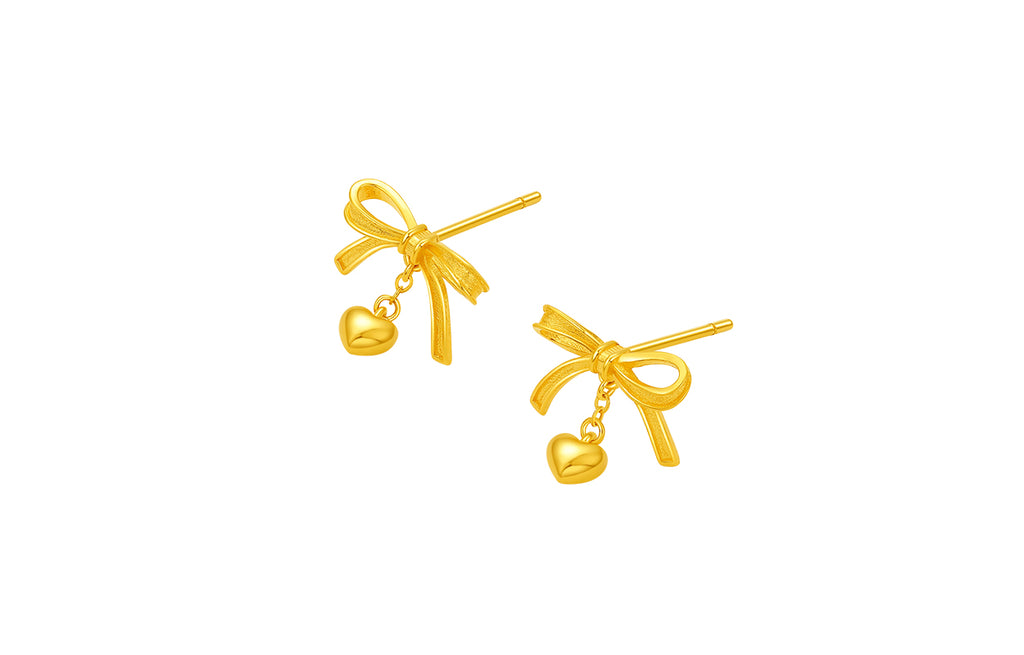 "Girl's Worries" 24K Gold Earrings Bow 2.15-2.55g A0915497