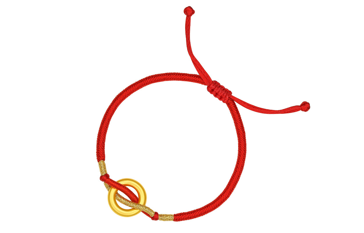 24K Gold String Bracelet Peace Buckle 0.6-0.9g A179822