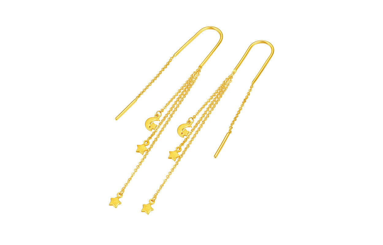 999 24K Gold Earrings Star 2.5-3.2g AA096626