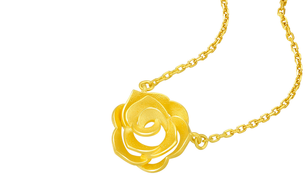 999 24K Gold Pendant Necklace              Rose 4.9-5.4g AC065266