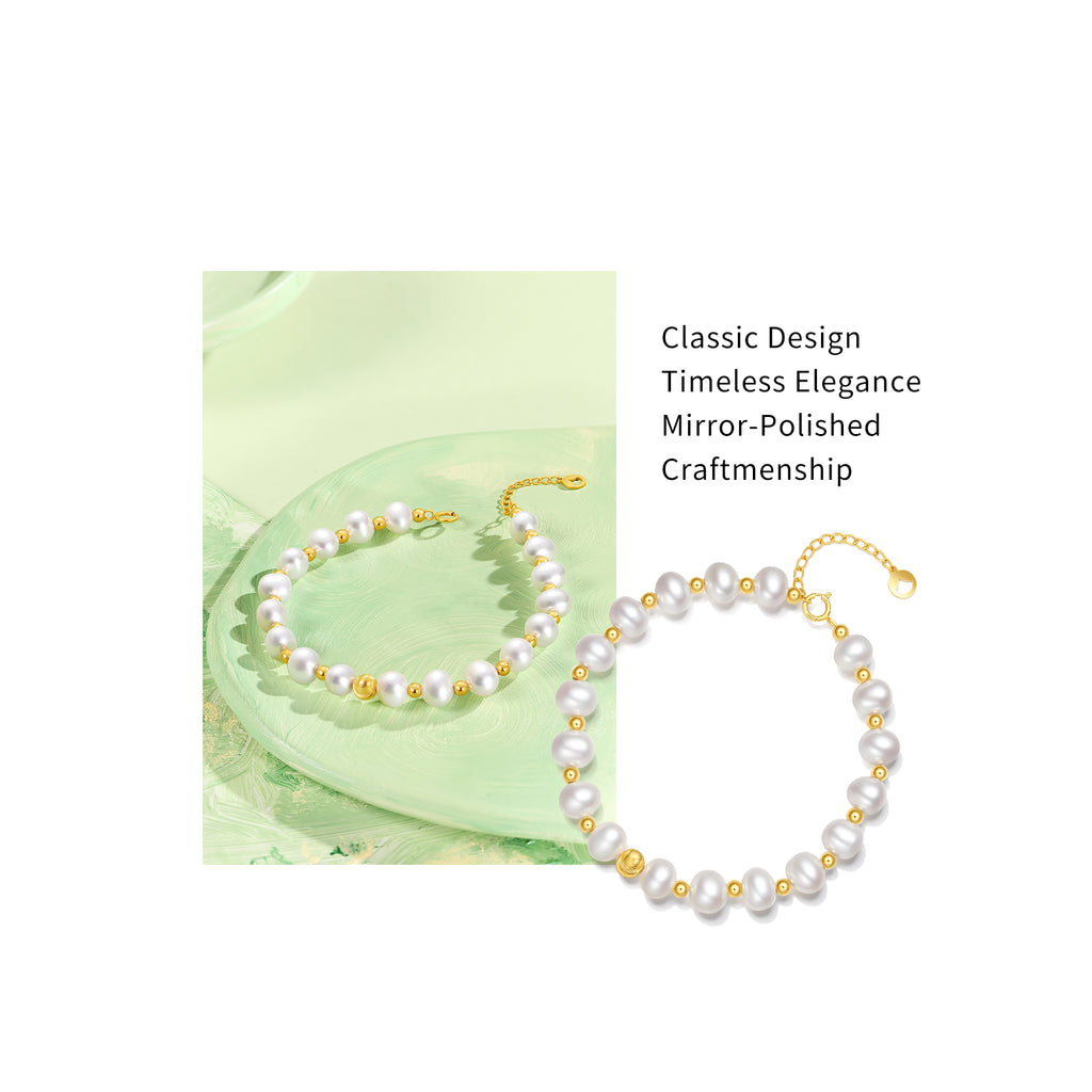 18K Gold Chain Bracelet Pearl 0.65-0.95g X0713026